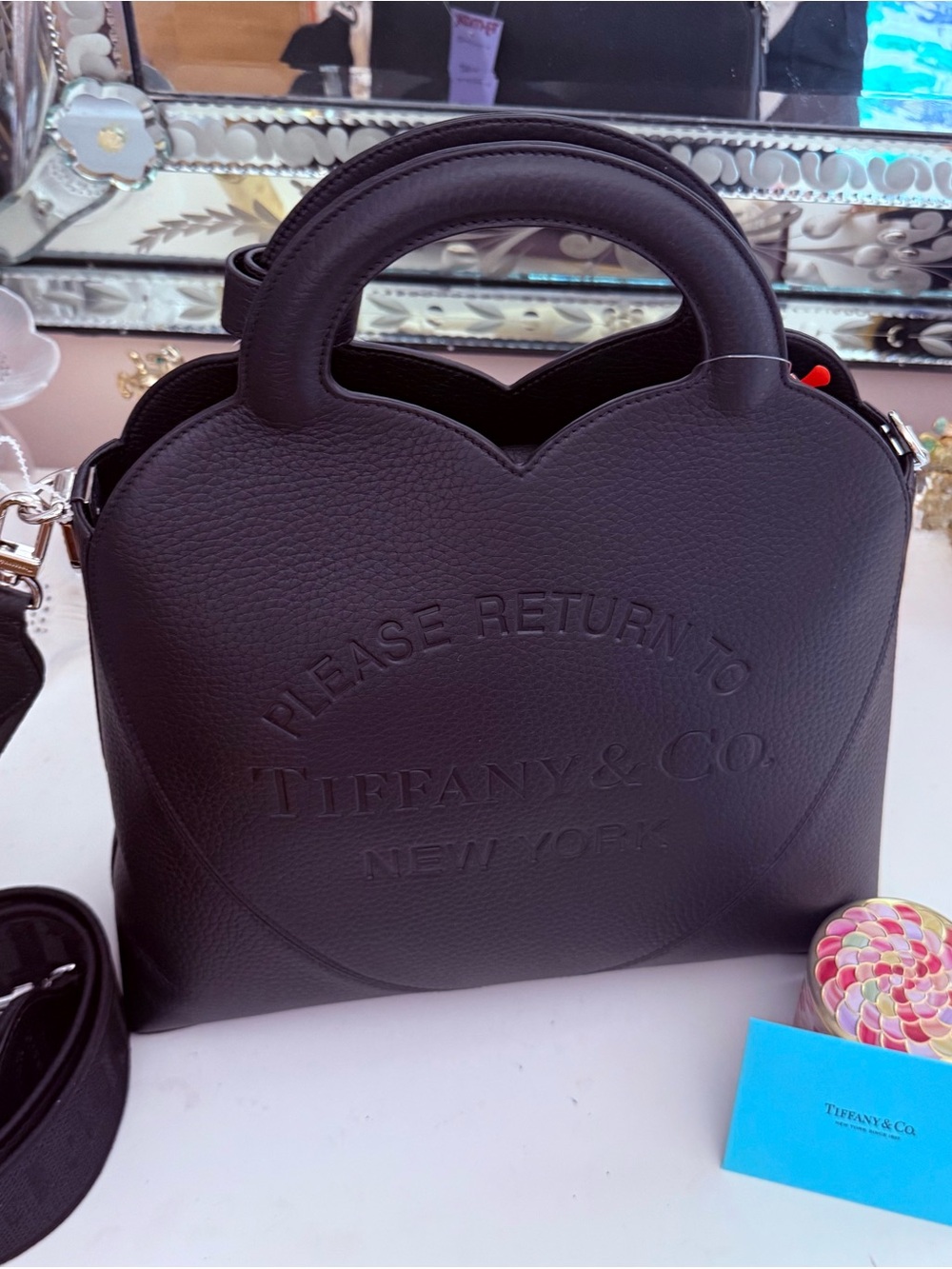 Tiffany & Co. Return To Tiffany Black Leather Crossbody NEW